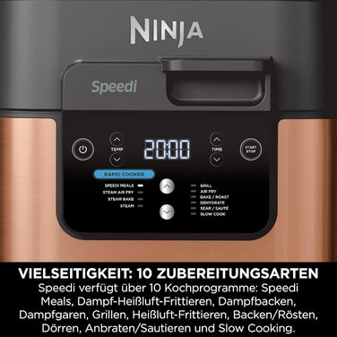 Ninja Speedi Multi Cooker, 5.7L, 10-in-1 Multi Cooker, Air Fryer Hot Air Fryer, Slow Cooker Slow Cooking, Grilling, Baking, Black & Copper ON400EUCP