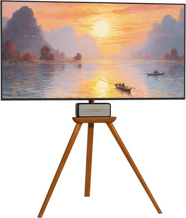 Підставка для телевізора PUTORSEN з дерева, регульована по висоті, для TV 45-65 дюймів, до 40 кг, поворотна на 45 градусів, VESA до 400x400 мм