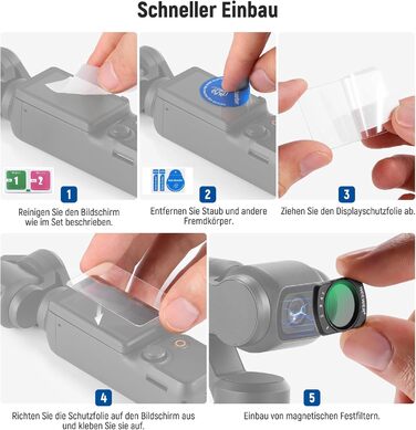 Набір фільтрів NEEWER для DJI Osmo Pocket 3: ND, CPL, Black Diffusion, UV. Захист від засвітлення та творчі ефекти. Сумісний з DJI Osmo Pocket 3.