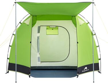 Намет CampFeuer Super+ для 4 осіб, великий тунельний, 2 входи, навіс, водостійкість 3000 мм - сіро-зелений