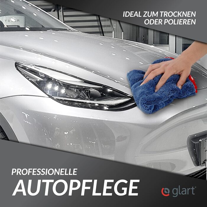 Набір мікрофібрових рушників для автомобіля Glart 471PP6, 6 шт. (60x40 см) — серветки для полірування лаку, скла та салону, без розводів та ворсу, антрацит/синій