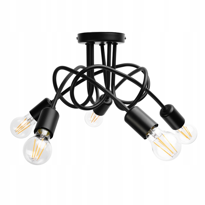 Підвісна LED-лампа ONE, чорна, стиль лофт, 5x E27
