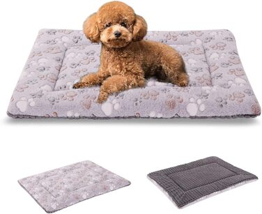 BVAGSS Orthopedic Dog Bed, Washable Dog Cushion Fluffy Dog Mat, Reversible Soft and Warm Dog Bed for Small, Medium, Large Dogs XH079 (76x50x4cm, Grey Paw)