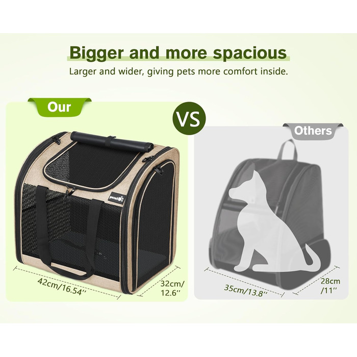 Плед-рюкзак для собак та котів Pecute, бежевий: переноска для тварин з вентиляцією, складаний