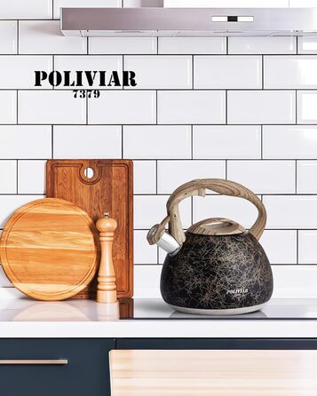 Електричний чайник Poliviar Moderne Induktion, 2.7L, нержавіюча сталь, чорне золото