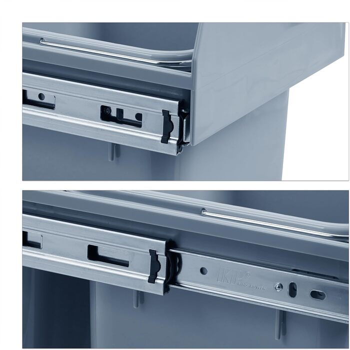 Вбудований відрізок для сміття Relaxdays для кухні, висувний, для під шафки, 15 л + 2x8 л, пластик, сірий