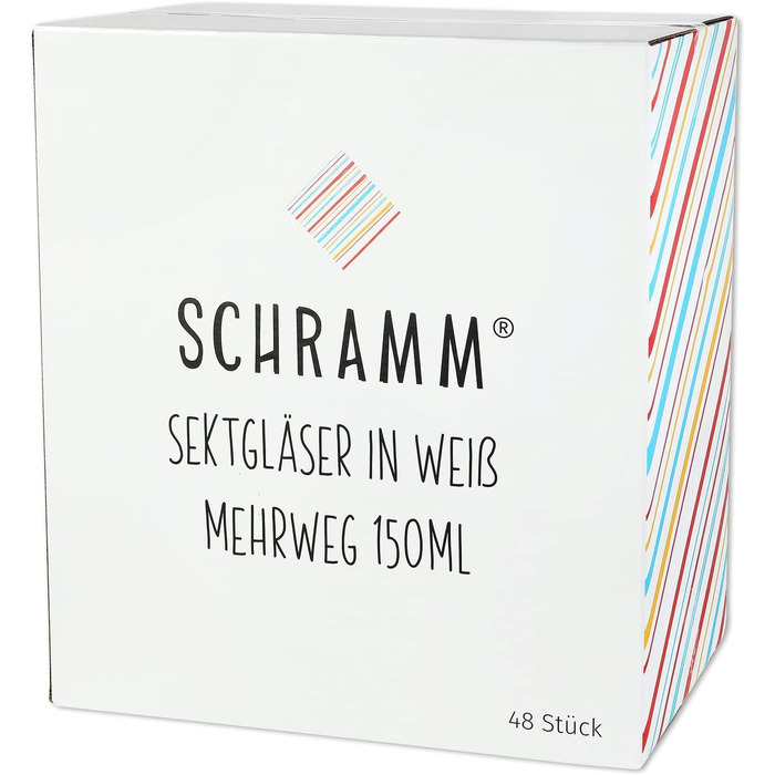 Schramm® Reusable Champagne Flutes in white, available in quantities of 6, 12, 24, or 48 pieces. 150 ml capacity, Champagne glasses, sparkling wine flutes, sparkling wine goblets, stemware, champagne glasses. Capacity, size: 48 pieces