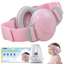 Дитячі навушники для захисту від шуму, регульовані, 0-48 місяців, сертифіковані CE та ANSI, 25 dB, для літаків, сну, рожеві