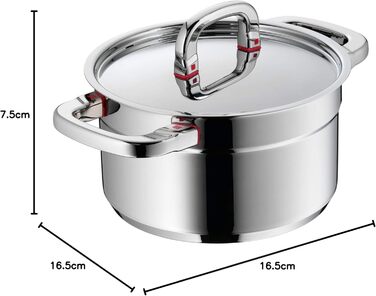 Каструля WMF Premium One з однією ручкою 16,5 см з кришкою, 1,5 л, з внутрішньою шкалою, з нержавіючої сталі Cromargan, з отвором для пари, для індукційних плит