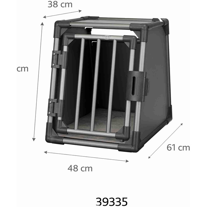 Тріксі переносна переносна клітка для собак з алюмінію, сіра, розмір L (61 x 48 x 56 см) - стабільна, тиха, з нековзною підстилкою