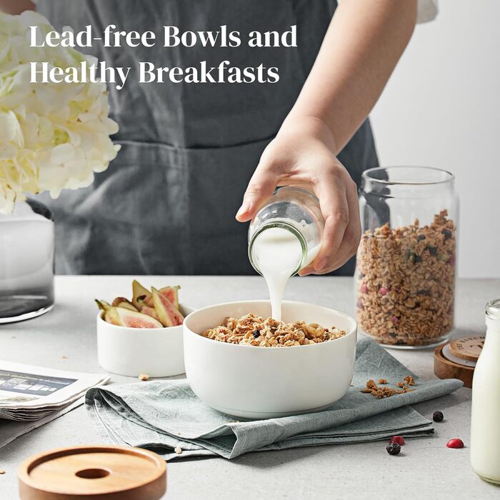 DOWAN Набір супових тарілок, 1100 мл, 4 шт. (650 мл/13 см, білий) - кераміка, для кухні