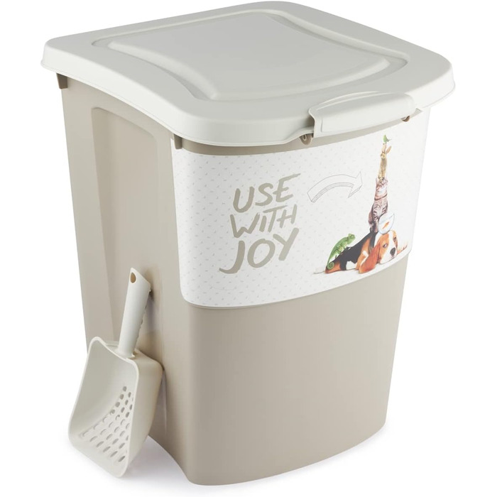 Rotho Archie Pet Food Container 38L with Lid - BPA-Free Plastic, Multi-Color, Beige - Large Capacity Storage