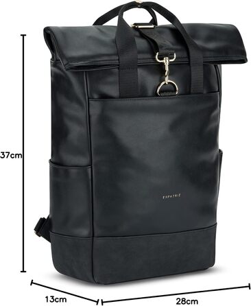Жіночий рюкзак Expatrié Adele Rolltop: елегантний рюкзак для університету, велосипеда та роботи. Водовідштовхуючий, чорний, для ноутбука.