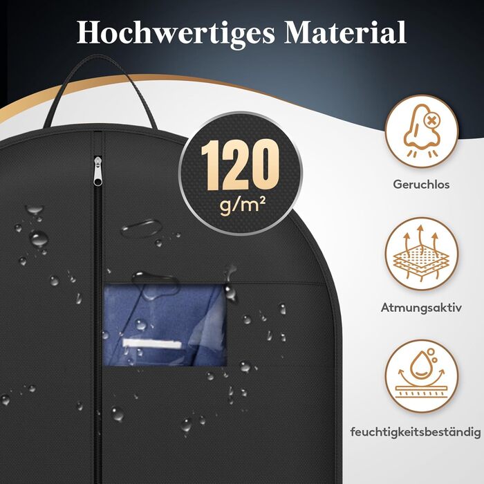 Чохол для одягу Lifewit 120 GSM з мішком для взуття - для костюмів, піджаків, ансамблів. Ідеально для подорожей та зберігання. Розмір 120 x 60 см.