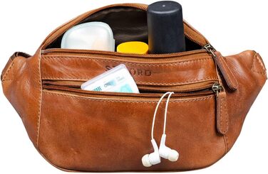 STILORD 'Marian' поясна сумка з натуральної шкіри вінтаж для чоловіків та жінок. Поясна/будова сумка для телефону, косметики, камери, подорожей, вечірок, концертів, фестивалів. Шкіра Cognac, блискуча.