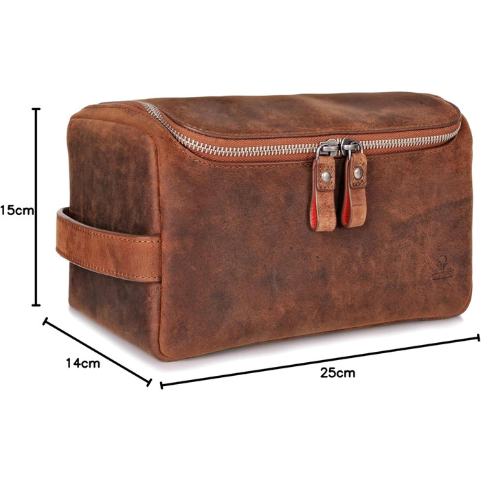 Сумка для косметики DONBOLSO® Helsinki I з натуральної шкіри коричневого кольору, для чоловіків та жінок, з можливістю підвішування