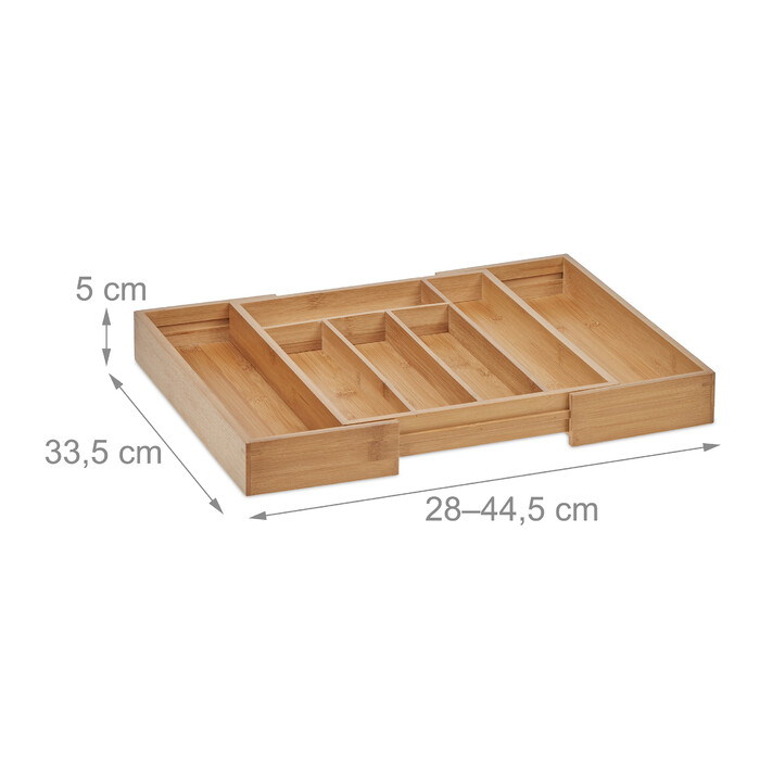 Relaxdays Extendable Bamboo Cutlery Box