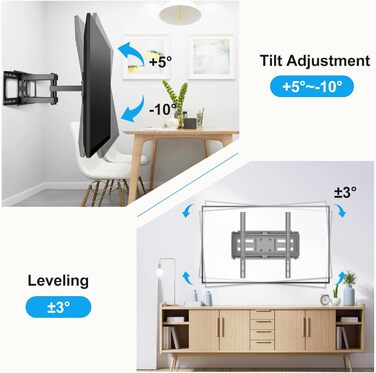 XINLEI Adjustable Tilt & Swivel TV Wall Mount for 26-70 inch Flat & Curved TVs - 45kg / 400x400mm VESA - Black