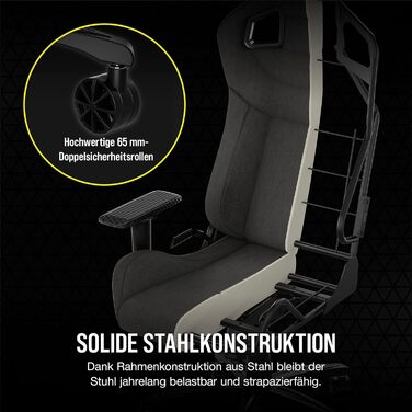 Ігрове крісло Corsair T3 RUSH (2023), тканинне, антрацит, з підголівником і підтримкою спини, ергономічне, для геймерів