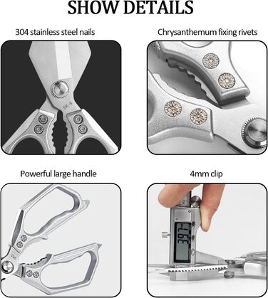 Ніж-ножиці кухонні зі сталі, універсальні, з відкривачем для пляшок, для курки, риби, м'яса, зелені, горіхів, миються в посудомийній машині