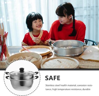 Пароварка Angoily з нержавіючої сталі: каструля для приготування їжі на пару, супів, яєць та овочів (супниця, пароварка, індукційний посуд)