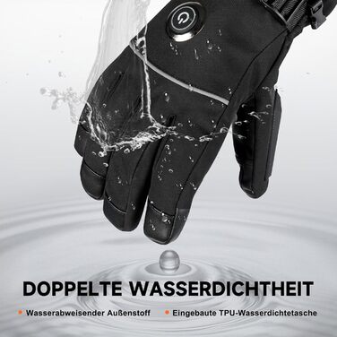 Гріючі рукавички з акумулятором 6000mAh USB, для жінок та чоловіків, 3 режими нагріву, водонепроникні, сенсорні, чорний, EU