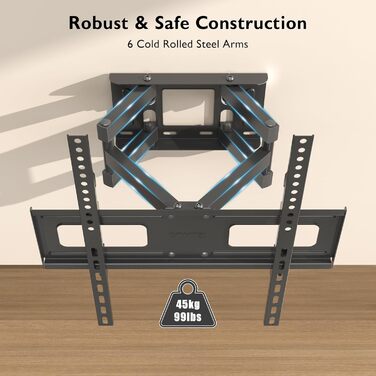 BONTEC Swivel & Tilt TV Wall Mount - Full Motion for 23-70 inch LCD LED Curved TVs & Monitors (up to 45kg, VESA 400x400mm)