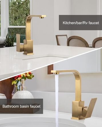 Кухонний змішувач з нержавіючої сталі, поворотний на 360°, для кухні, вантажівки, ванної кімнати, золотий