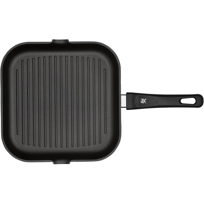 Сковорода гриль WMF 27x27 см з носиком, алюмінієва, для стейків, з рифленою поверхнею, з пластиковою ручкою (не для індукції)