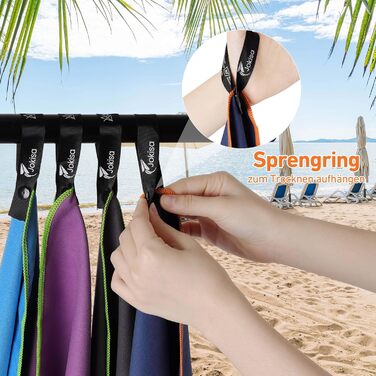 Набір з 2 рушників з мікрофібри (180x90 см + 100x50 см), швидковисихаючі, без піску, для пляжу, спорту, фітнесу, кемпінгу, темно-сірий - зелений (темно-сірий - помаранчевий)