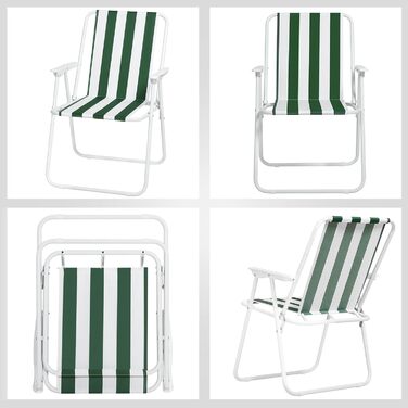 WOLTU Folding Camping Chairs, 2-Pack, Foldable Chair, Comfortable, Fishing Chair, Ultra-Lightweight with Armrests for Picnic, Outdoor, Hiking, Garden, Balcony, (White+Green)