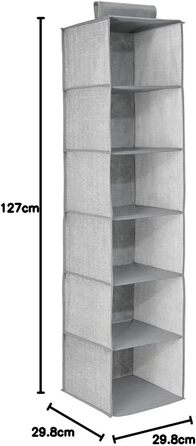 mDesign висувний тканинний шафа з поліестеру – 6 полиць – настінний шафа з тканини для спальні – ідеально як вішалка для одягу, ременів, клатчів – сірий та чорний (сірий)