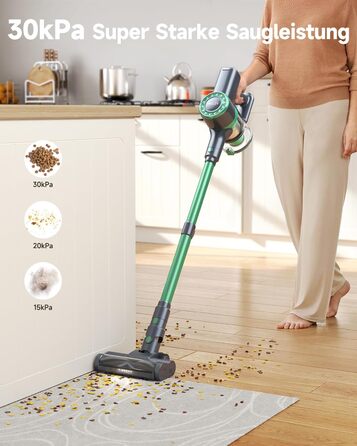 Бездротовий пилосос MIUZZY M241 30000Pa з акумулятором, 50 хв роботи, LED дисплей, для твердих поверхонь, килимів, шерсті тварин, зелений