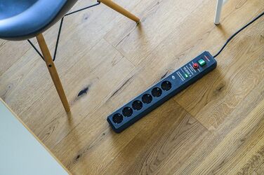 Бренненштуль Secure-Tec Мережевий фільтр 6-фазний з захистом від перенапруги та акустичним сигналом, 3м кабель, вимикач, антрацит