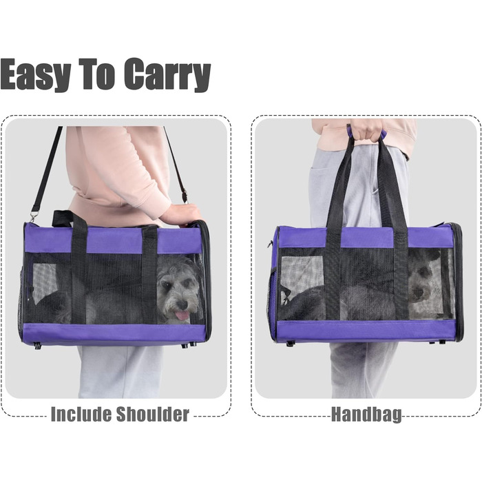 Транспортна переноска для собак та котів HITSLAM, складана, фіолетовий колір, розмір M (середній/великий), для авіаперельотів