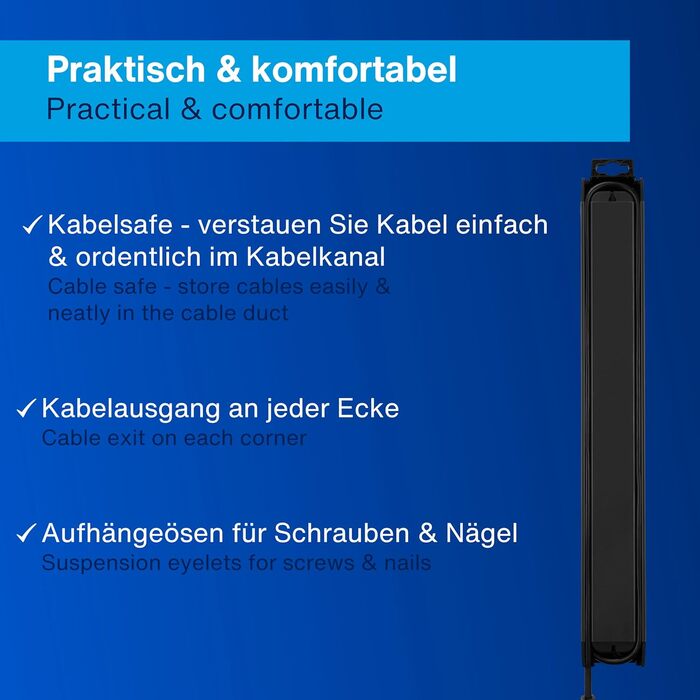 Многофункціональна мережева стрічка REV SupraGuard з вимикачем, 2.5м кабелю, захистом від перенапруги та фільтром живлення (чорно-антрацитова, 4+2 розетки)