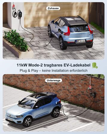 Мобільна зарядна станція Wallbox 11 кВт (3-фазна) з кабелем 7м, роз'єм Type 2, CEE 16A, адаптер-сет | Зарядка для електромобілів та PHEV | IP65, 6/8/10/13/16A