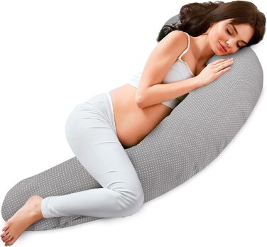 Подушка для сну на бік Totsy Baby - 190 см, подушка вагітності, Oeko-Tex, сірий колір з візерунком