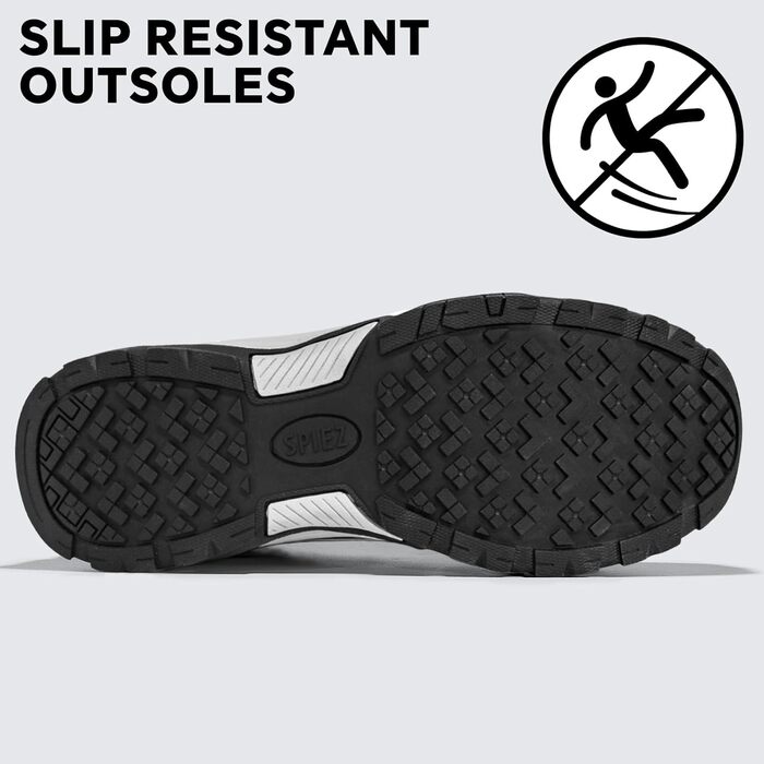 Черевики безпеки унісекс SPIEZ для чоловіків та жінок, робочі черевики-кросівки, м'які черевики з захисною підошвою, легкі черевики для роботи та повсякденного використання, розміри EU36-46 (Чорно-сірий)