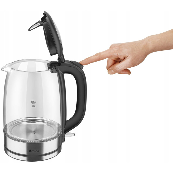 Електричний чайник Amica KD 2050G, 2200 Вт, 1,7 л, сріблястий/сірий