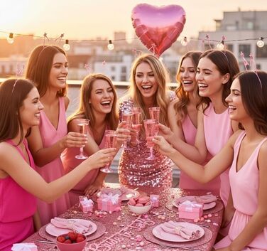 50 пластикових келихів для шампанського MATANA Premium 150 мл - багаторазові келихи для коктейлів, десерту, вина (рожевий глітер, 100 шт.)