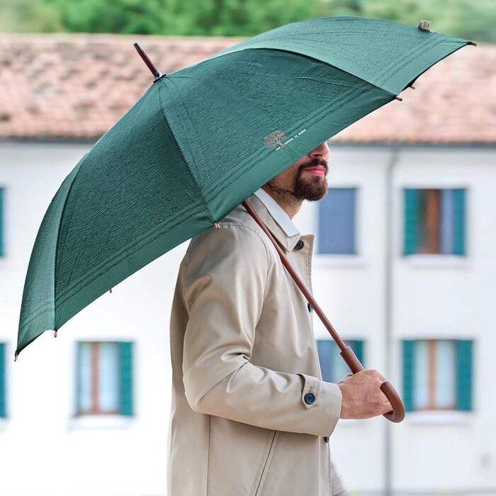 Perletti Green Eco-Friendly Women's Umbrella - Large Automatic Rain Umbrella with Recycled Materials & Floral Design (102cm Diameter)