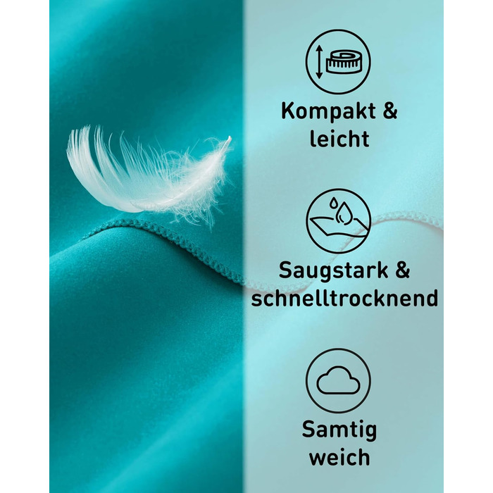 Рушник з мікрофібри Fit-Flip - компактний, легкий, швидковисихаючий - для подорожей, спорту, пляжу - великий, 50x30 см та 100x50 см (Petrol Blue)