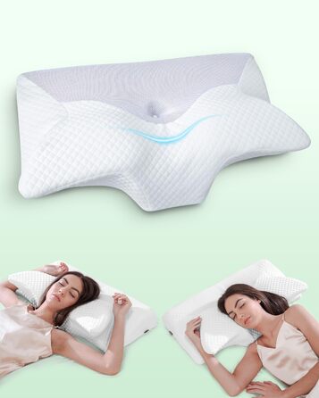 Подушка для шиї та плечей 2 в 1 з ефектом пам'яті Memory Foam, біла (70x40x8.5/14 см)