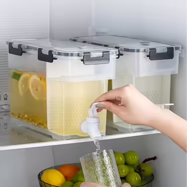 MUXHEL 2 Pack Plastic Drink Dispensers with Tap, 3.5L Drink Cooler with Spout, Gray Lemonade Dispenser with Tap and Removable Filter Plate for Lemonade, Fruit Juice, Fruit Tea