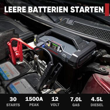 Бустер-стартер LOKITHOR JA300 з компресором 150 PSI та Powerbank 1500A для автомобіля