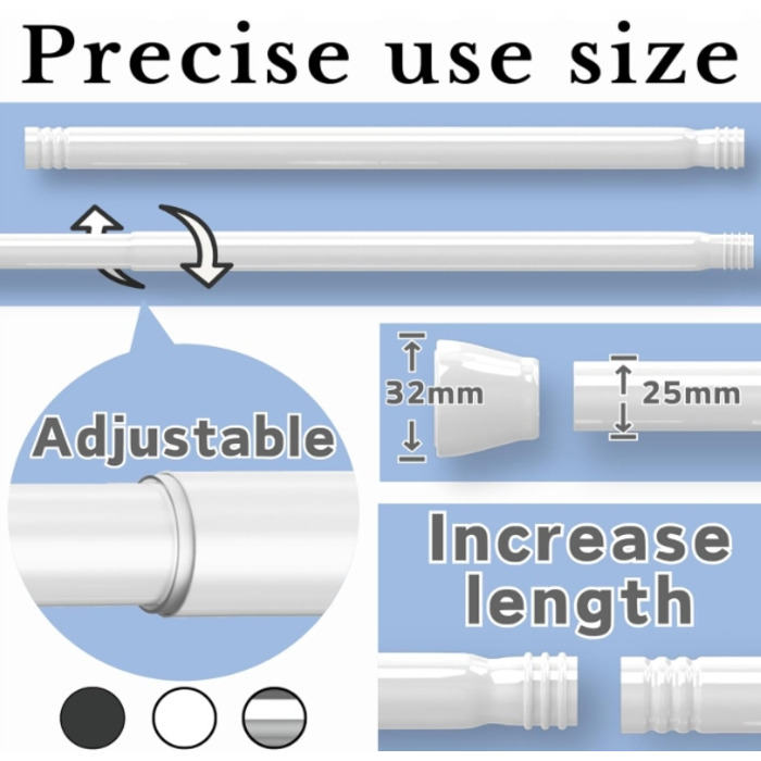 Телескопічна штора для ванної (карниз) 170-260 см, чорна сталь
