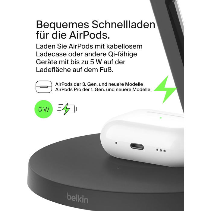 Belkin MagSafe 3-в-1 Бездротова Зарядка 15W для iPhone, Apple Watch та AirPods (Чорний)