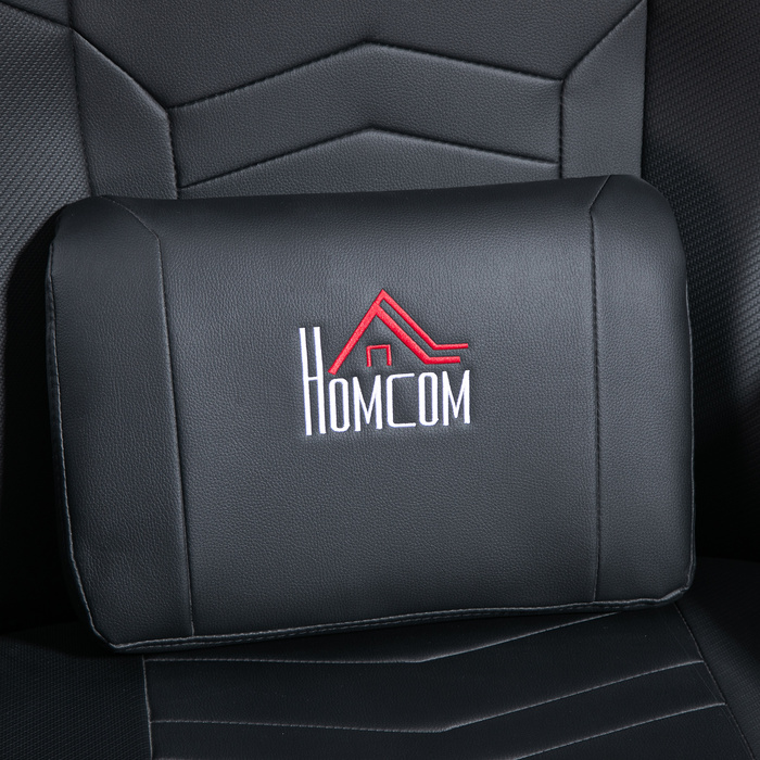 Крісло ігрове HOMCOM з масажем, регульованою спинкою, підставкою для ніг, до 120 кг, сталевий каркас, штучна шкіра, чорне