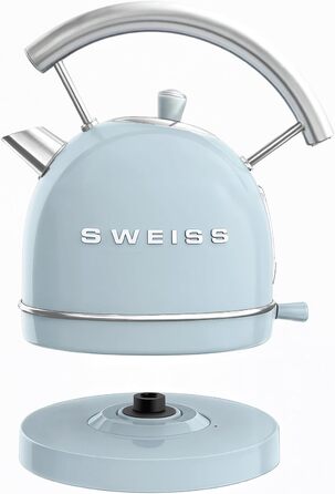 Електричний чайник SWEISS KTL6, Vintage, 1.5 л, нержавіюча сталь, блакитний, 2200 Вт